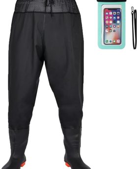 Fishing Waders with Boots, Nylon/PVC Waist Wader Pants Fishing Waders for Men Women, Waterproof Bootfoot Waders